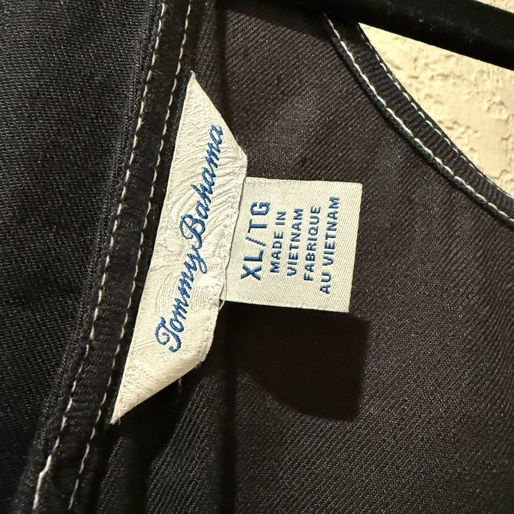 Tommy Bahama Palm a Dora Black Linen Sleeveless Midi Dress - Picture 2 of 6